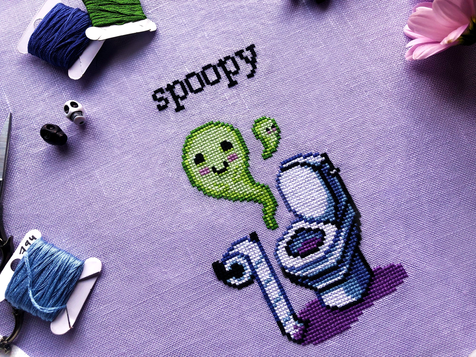 Spoopy Toilet Cross Stitch Pattern